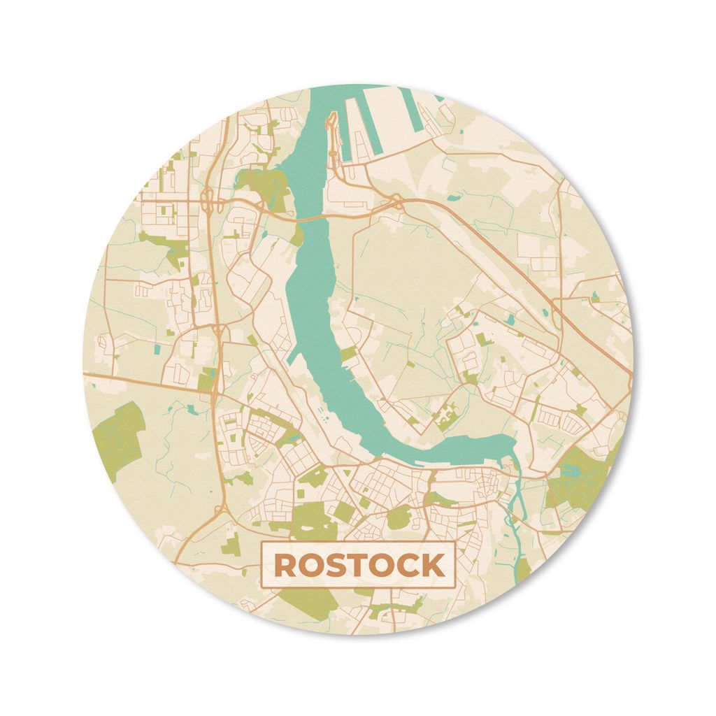 MuchoWow Mauspad Mousepad Karte - Rostock - Vintage - Stadtplan 50x50 cm - Mousepads - Maus Mat - Pad - Mausunterlage - Vinyl