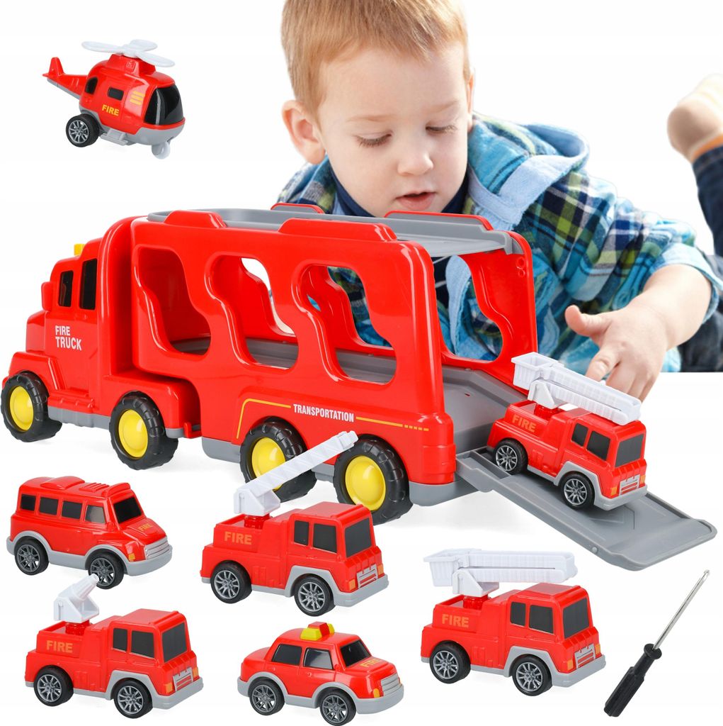 Spielzeugautos Feuerwehrwagen Transportlastwagen Feuerwehr 7 In 1