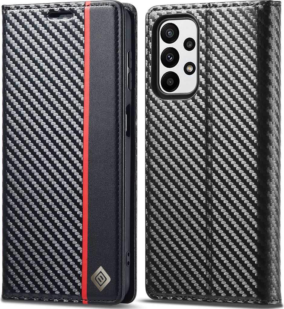 Hülle für Samsung Galaxy A23 / M23 Kohlefaser Leder Produktbild 