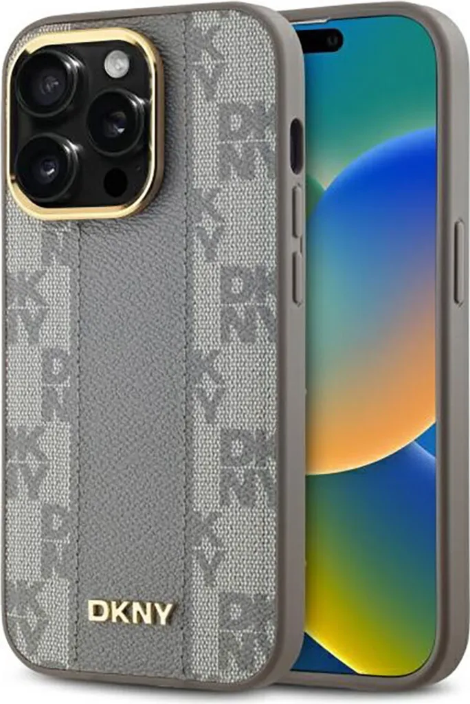 Cover DKNY iPhone 14 Pro MagSafe Beige - Pelle Professionale