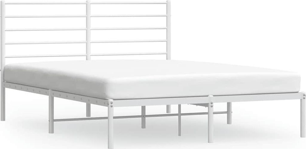 vidaXL Bettgestell mit Kopfteil Metall Weiß 160x200 cm
