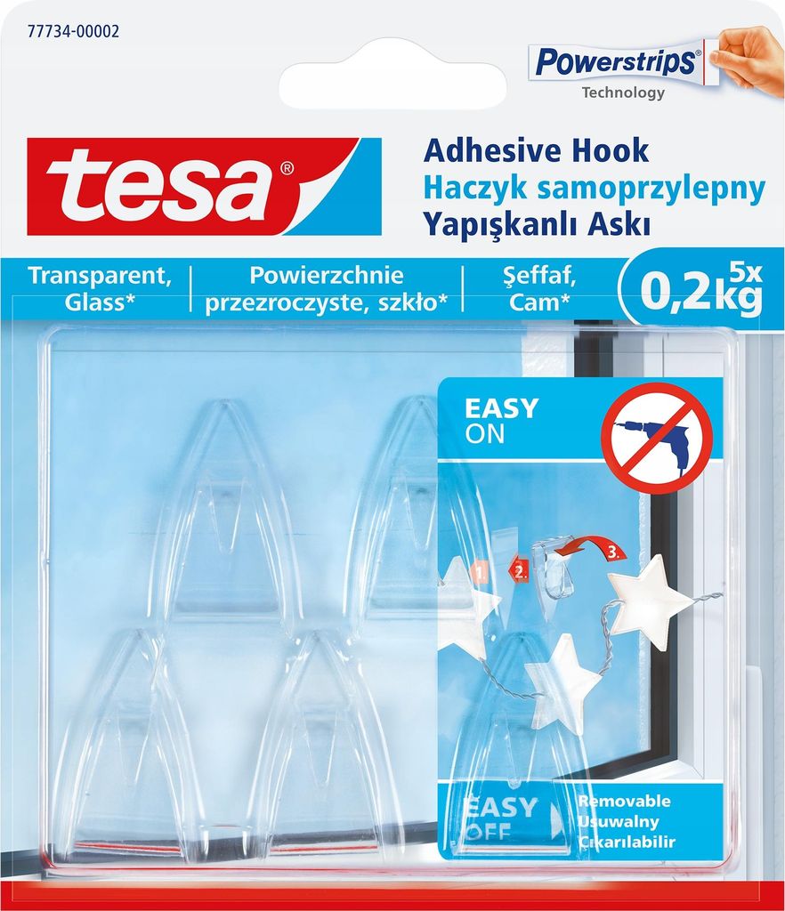 tesa transparente selbstklebende Haken für Dekorationen Produktbild 