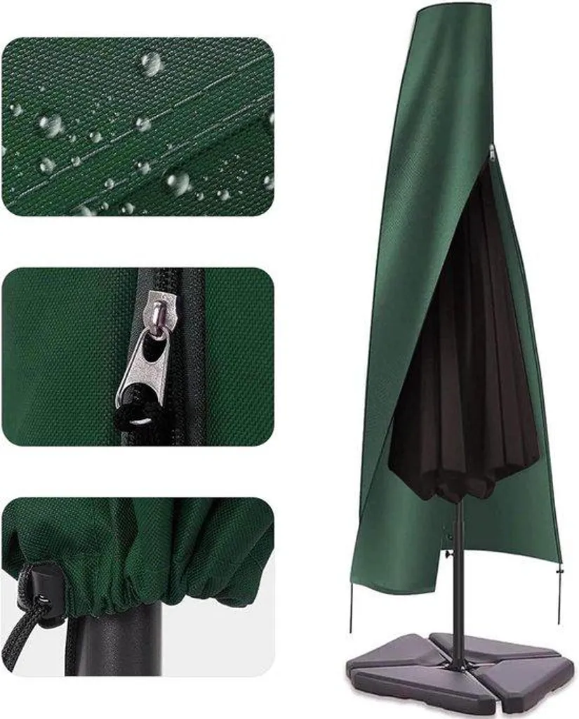Bâche de Protection Parasol de Jardin 2,5m-4m avec Zip de Serrage