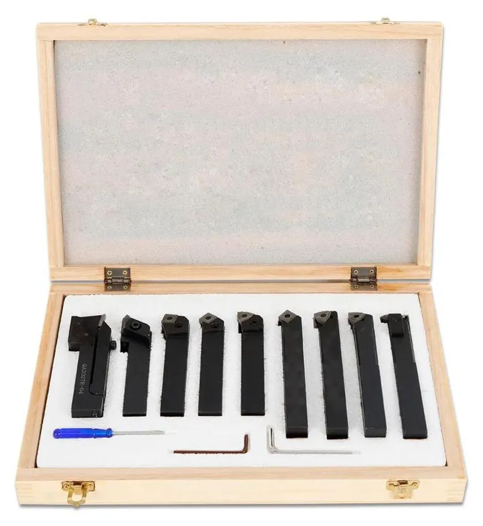Jeu de porte-outils pour tournage extérieur 8 pièces tige 20mm noir