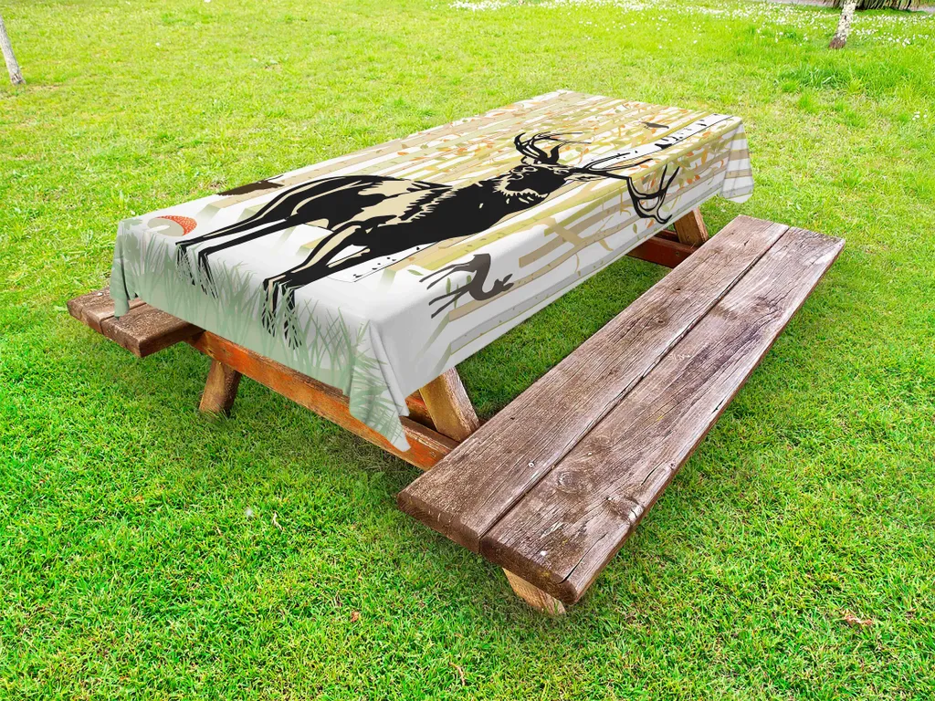 Tovaglia Outdoor Resistente ABAKUHAUS 145x265 - Tema Bosco e Cervi