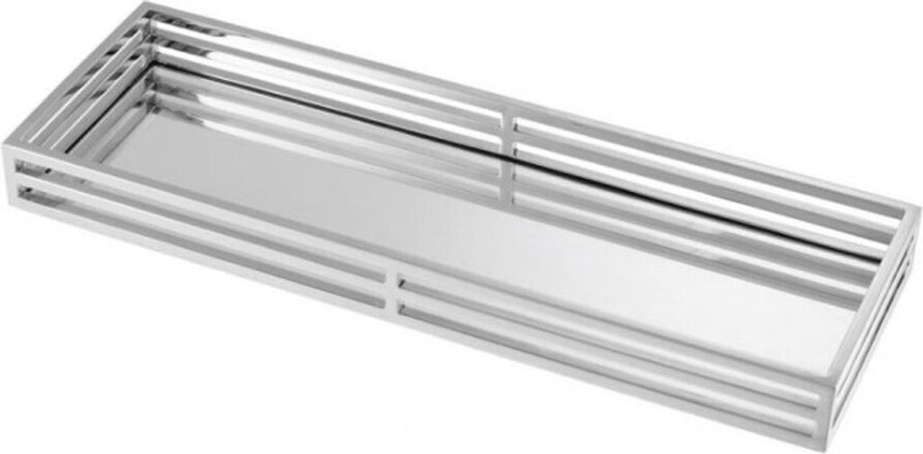 Casa Padrino Luxus Designer Edelstahl Tablett Nickel Finish 60 x 20 x H. 5,5 cm - Luxus Hotel Tablett