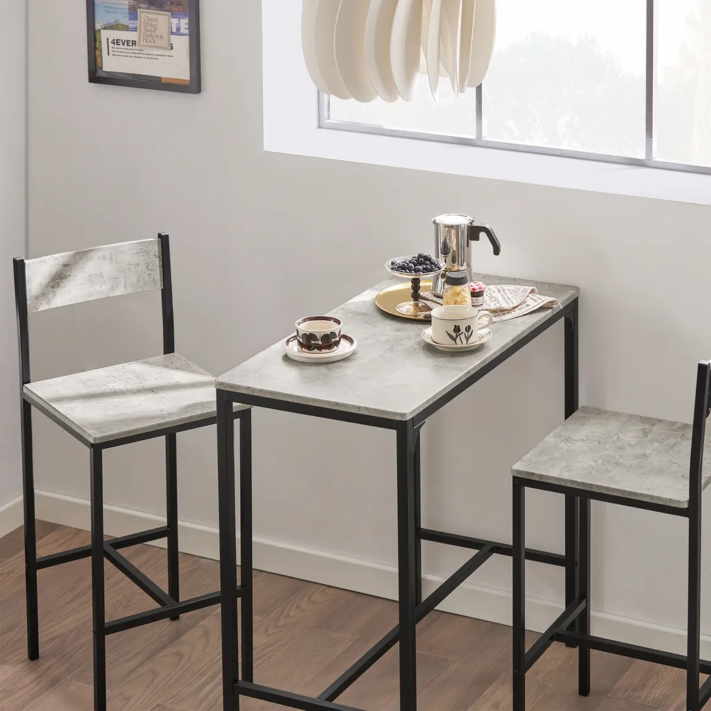 Petit Ensemble Bistrot SoBuy OGT03-HG Table et Chaises Gain de Place - 6