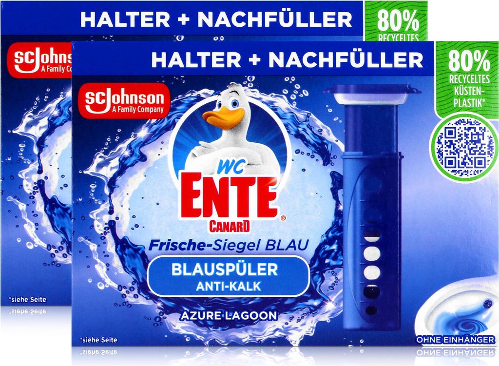 WC Ente Frische-Siegel Blau Blauspüler Anti-Kalk Azure Lagoon 36ml (2er Pack)