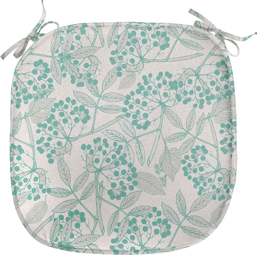 ABAKUHAUS Teal Polster für Esszimmerstühle, Creeper Blätter Beeren, Dekoratives wasserfestes Kissen mit Riemen für Küchensitze, 40 cm x 40 cm,...