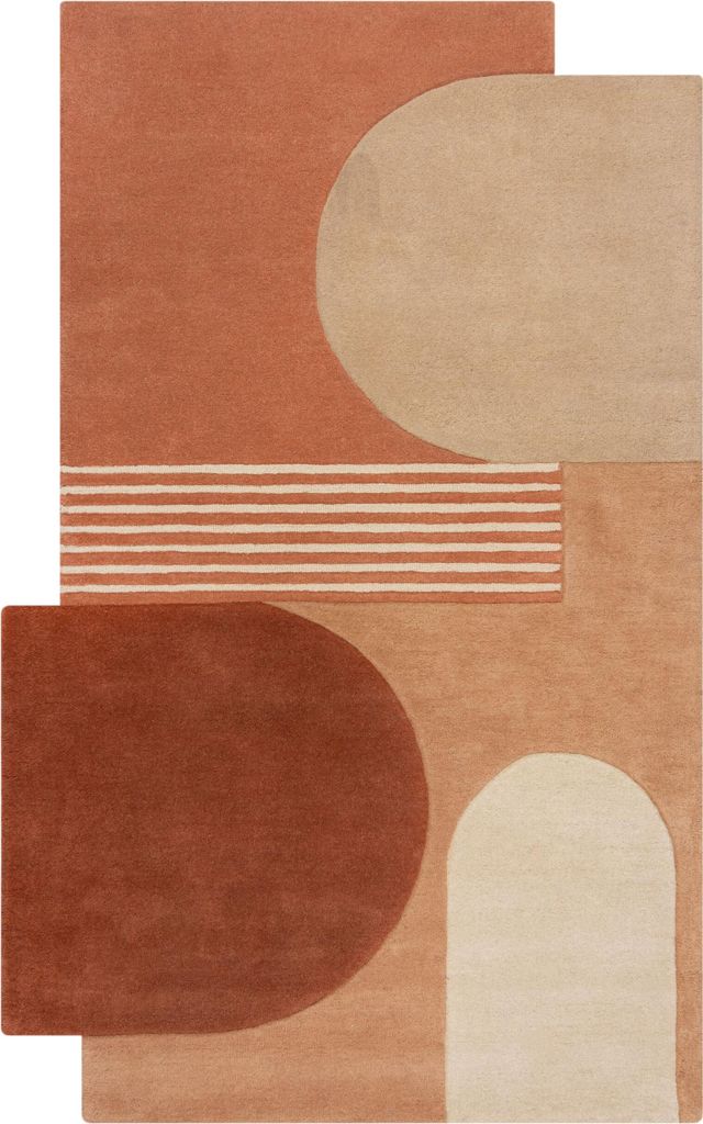 Teppich Wolle 150x240 cm Terrakotta Abstrakt Kurzflor Wohnbereich Esszimmer Modern HALLEIN | Kadima Design