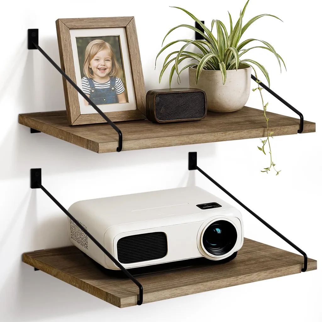 Étagère Murale pour Projecteur et Haut-parleurs en Bois Massif 30cm
