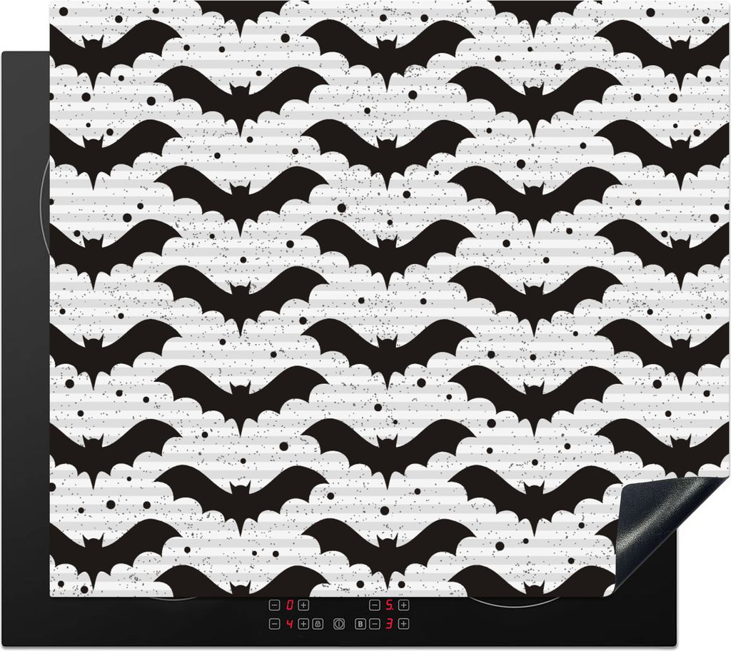 KitchenYeah Herdabdeckplatte Fledermaus - Muster - Halloween , 57x51cm, Küche Deko, Glaskeramikkochfeld Herdabdeckung, Abdeckplatte fùr Kochfeld