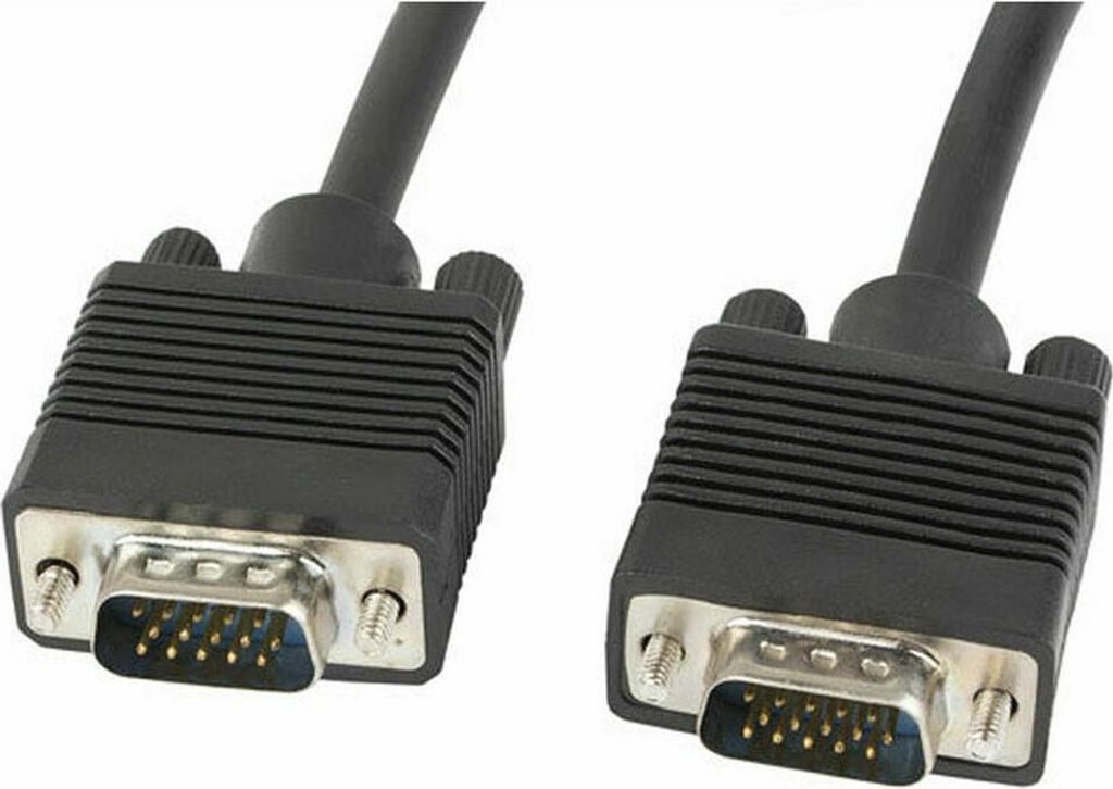 Lanberg CA-VGAC-10CC-0018-B Vga (15Pol) Stecker auf Vga (15Pol) Stecker Kabel mit Ferritenkern, 1,8m schwarz