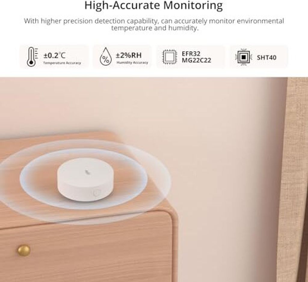 Sonoff SNZB-02P Zigbee-Temperaturfeuchtigkeitssensor, Smart-Thermometer-Hygrometer-Komfort Alarm, Sensor-kompatibler Alexa/Google Home/Ha/Ifttt, Hub