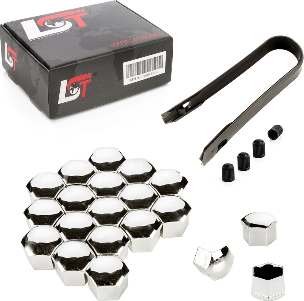 20x Radschraube Kappen Set 17mm chromfarben für CITROEN PEUGEOT DACIA RENAULT