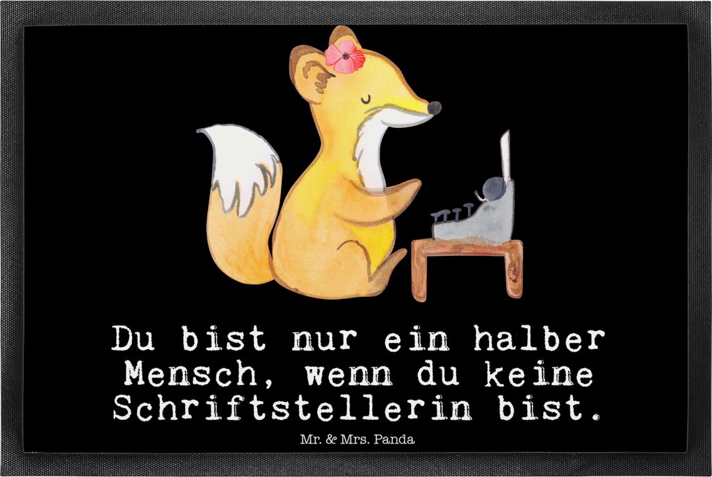 Mr. & Mrs. Panda Schmutzfänger Schriftstellerin Herz 40 x 60 cm - Schwarz - Geschenk, Verlag, Beruf, Fussmatte, Spruch, Buchhandlung, Schmutzmatte...