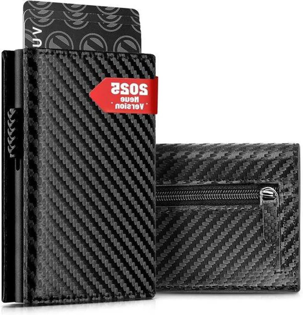 Porte-carte et Monnaie en Carbone pour Homme, Portefeuille RFID Slim