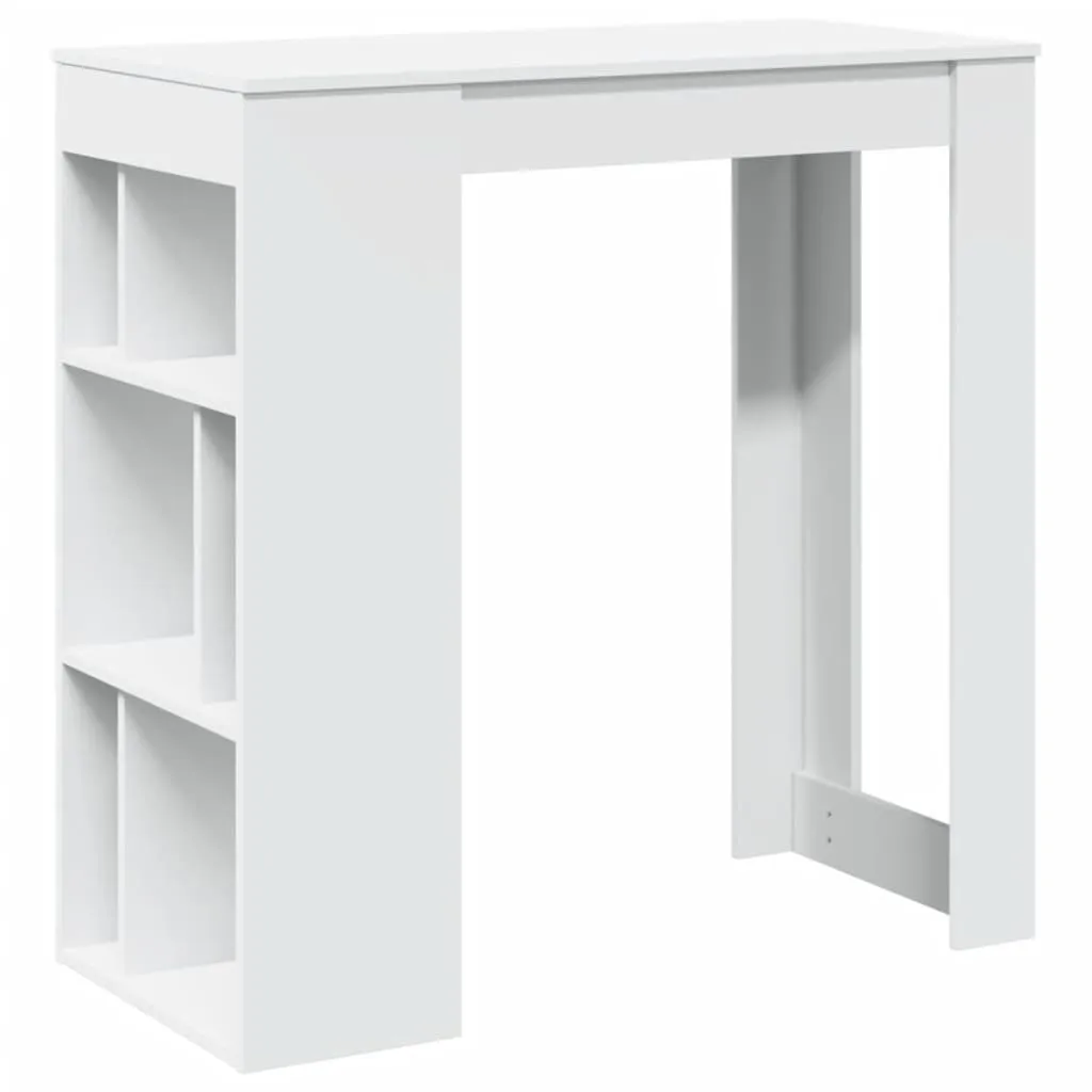 Tavolo Alto da Colazione vidaXL Bianco con Scaffali 102 cm