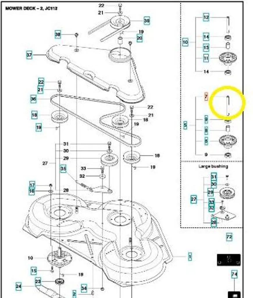 Axe de palier pour tondeuse Husqvarna R 316T - Réf origine 576384301