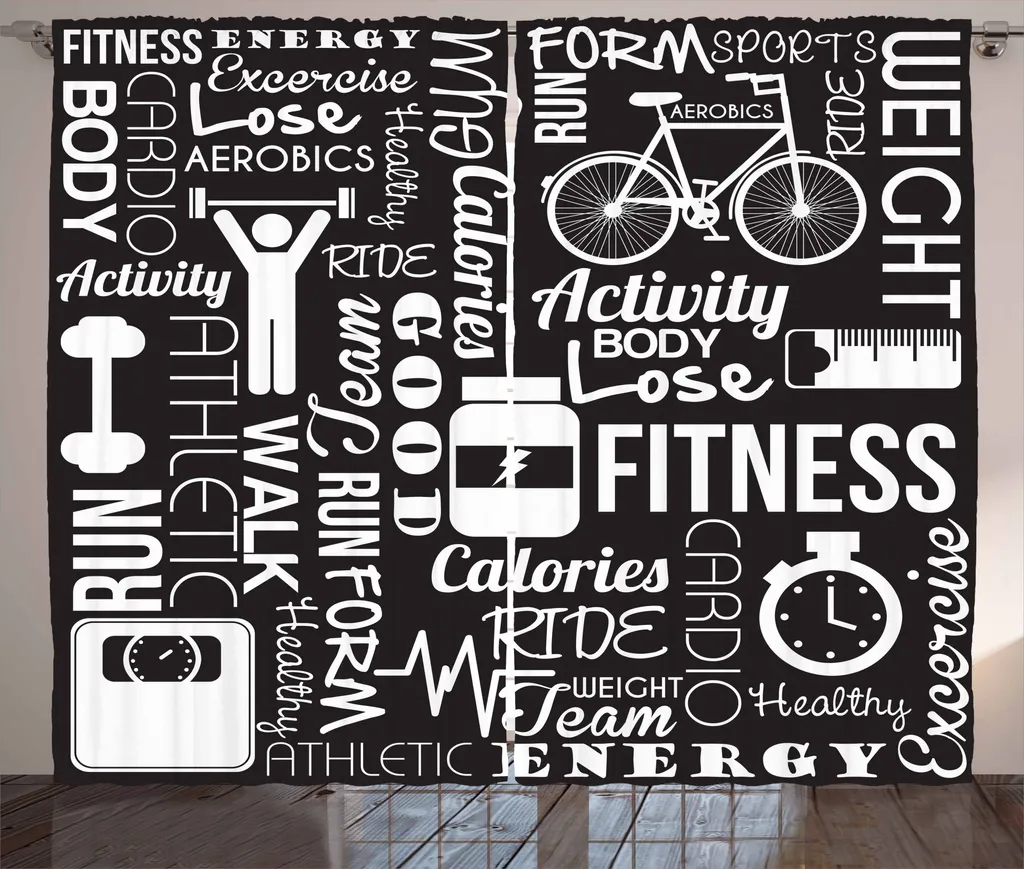 Rideau Décoratif Fitness pour Salle de Sport ou Chambre 280 x 225 cm