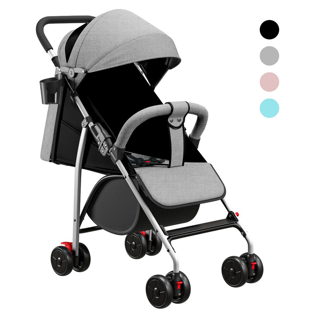 Kinderwagen kinderbuggy klappbar Sportwagen Inkl. Sonnen- und Regenverdeck Grau