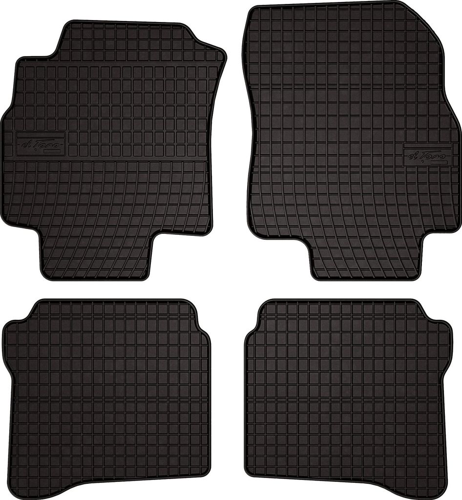 Gummifußmatten passend für Nissan Primera P12 (Kombi, Limousine, Liftback, Bj. 2001-2007) – schwarz, passgenau, mit Befestigungen set 4 Stk. - ...