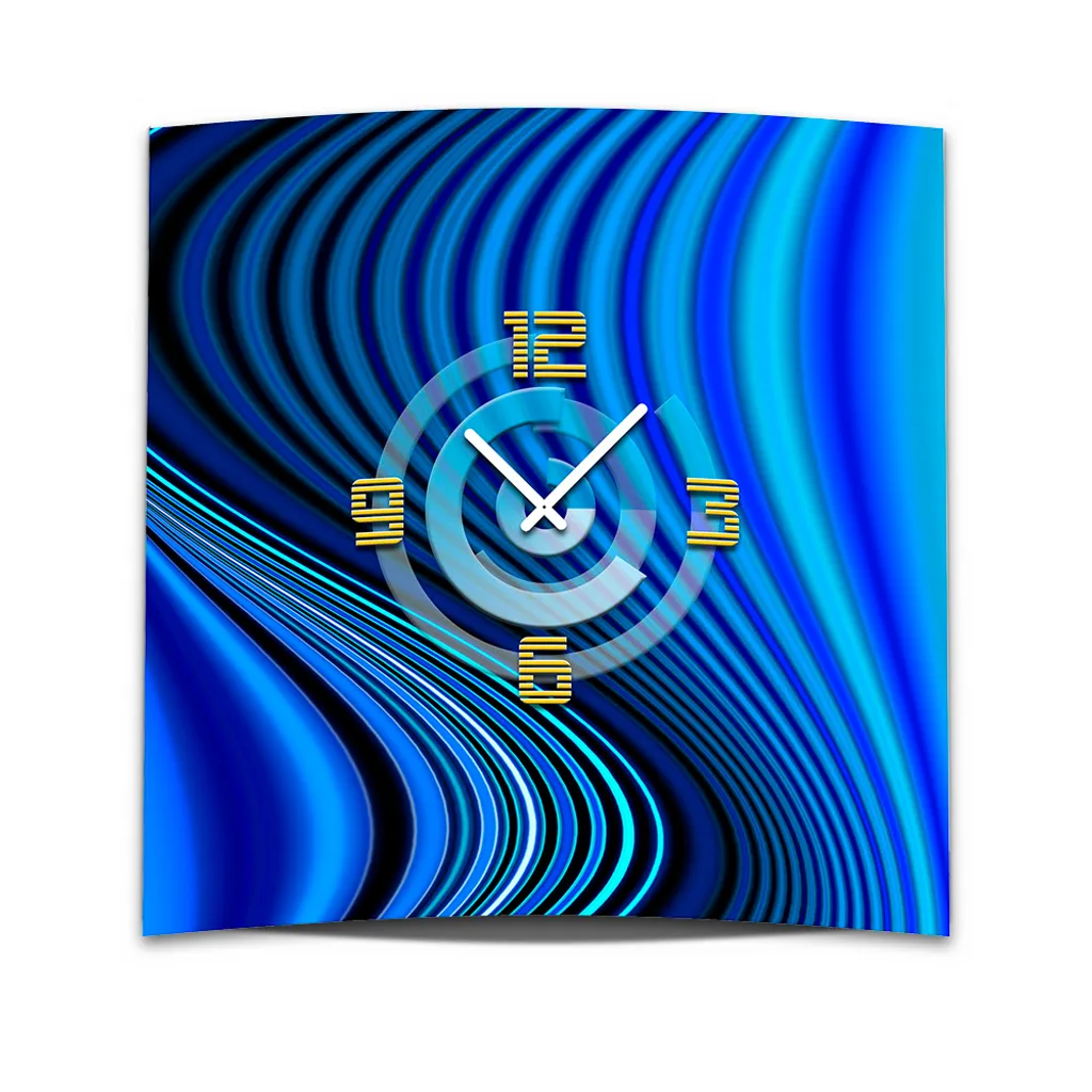Horloge murale design bleu 50cm pour une décoration de bureau zen