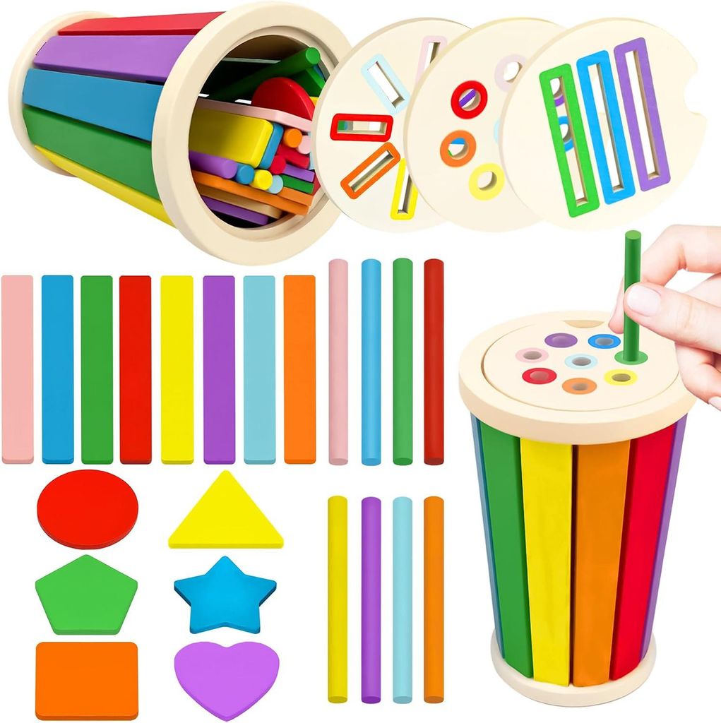 Montessori-Spielzeug – Ab 1 Jahr – 1 Form – Holzfarben – Produktbild 