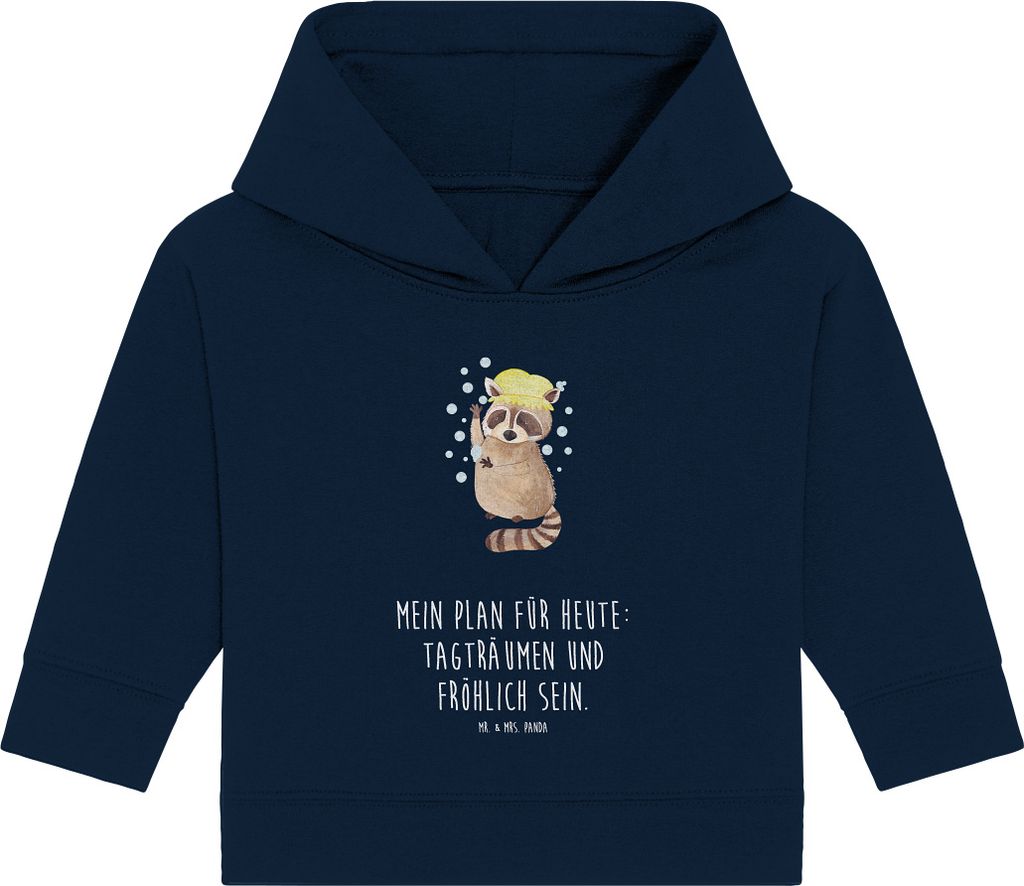 Mr. & Mrs. Panda Organic Baby Hoodie Waschbär 24. - 36. Monat - French Navy - Geschenk, Kapuzenshirt, Fröhlich, Plan, Tagträumen, Kapuzensweatsh...