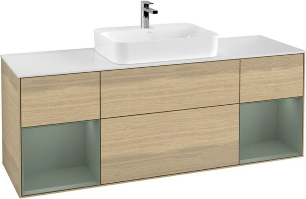 V&B Waschtischunterschrank Wandbeleuchtung Finion 160cm, Pl wh. m, Reg Oli. m Lac, Oa ven