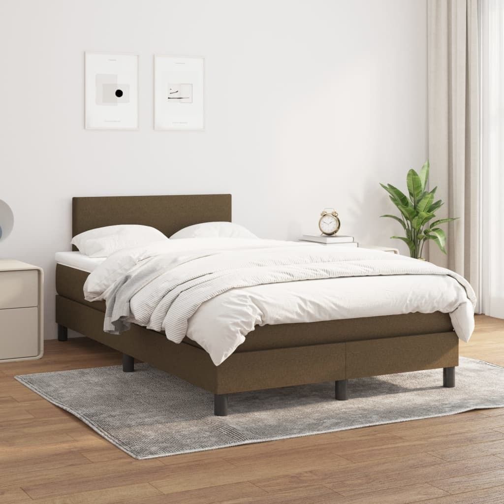 Möbel Boxspringbett mit Matratze Dunkelbraun 120x200 cm Stoff - Klassische Betten 3139884