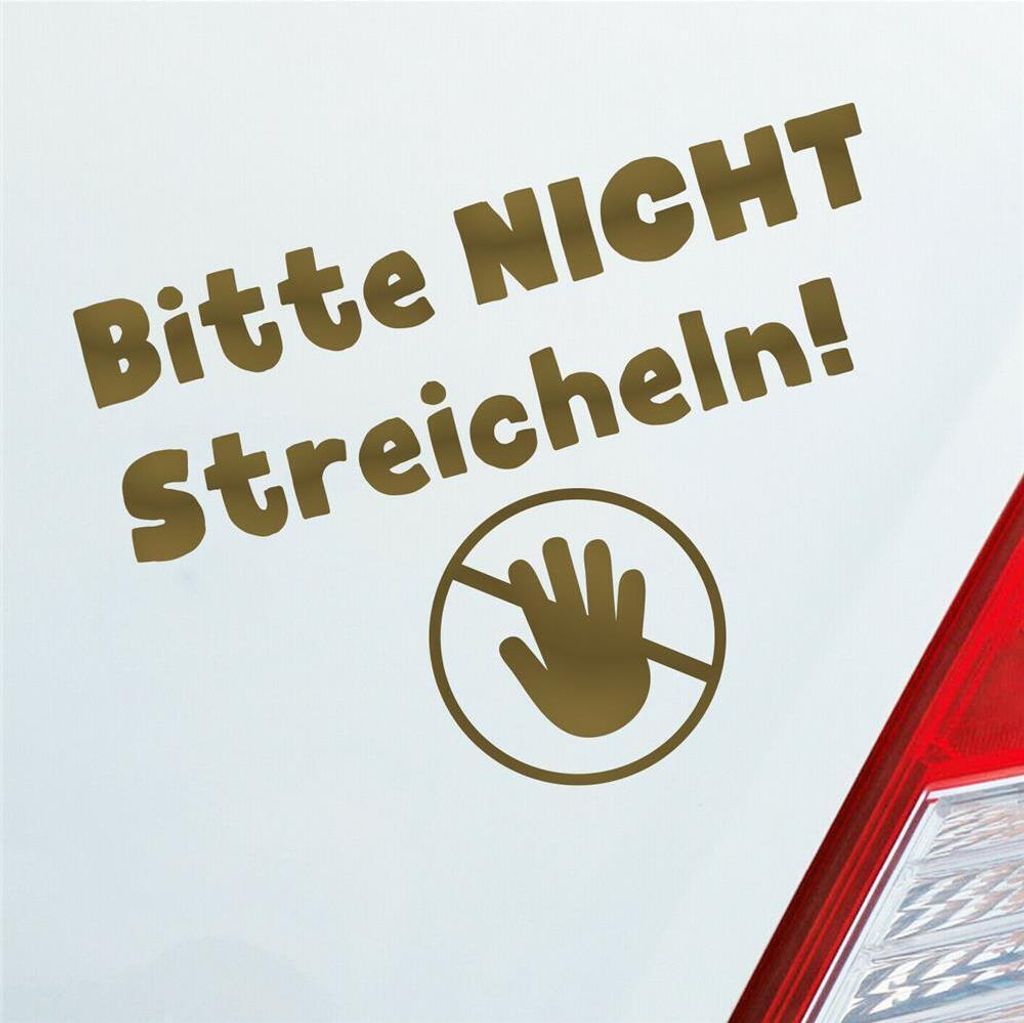 Auto Aufkleber Bitte Nicht streicheln! Do not Touch 13x10 cm Gold Sticker Heckscheibenaufkleber