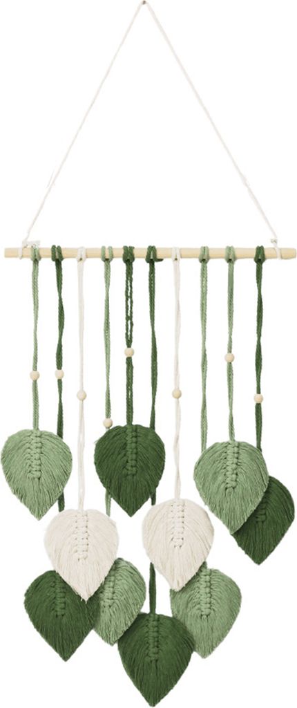 Blatt-Makramee-Wandteppich, böhmisches Wandbehang-Ornament, handgefertigt, Makramee, Heimdekoration für Wohnzimmer, Schlafzimmer, Flur