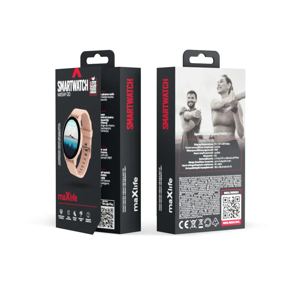 Smartwatch Bluetooth IP67 Maxlife Rose - Ne Manquez Plus Aucun Appel !