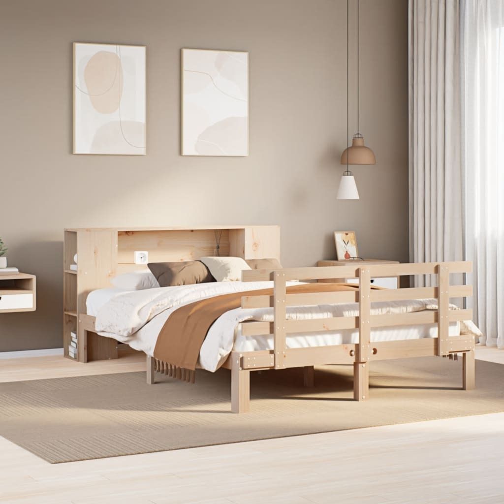 "2026 Promotion" Massivholzbett Schlafzimmer - mit Regal ohne Matratze - 140x200 cm - Kiefer - Polsterbett CC17715