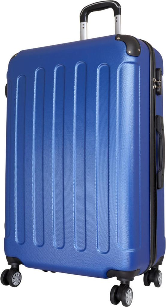 ABS Hartschale Reise Koffer Trolley Gepäck vier 360° Rollen Avalon Blau Gr. XL
