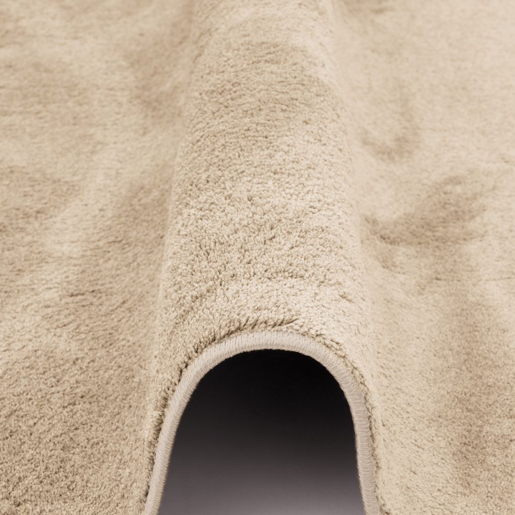 Luxus Super Soft Hochflor Langflor Teppich Melia Einfarbig Rund, Größe:160 cm Rund, Farbe:Beige