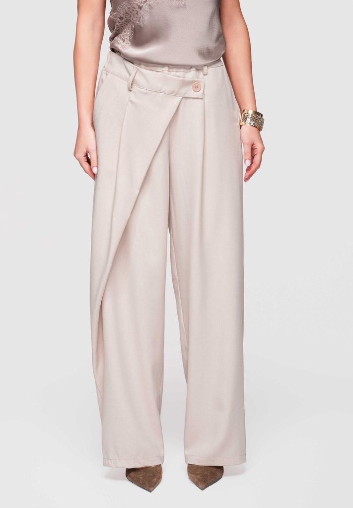 LARICA Damen Hose Wide Leg High Waist Elegant OW-PA-E0003 beige ONESIZE