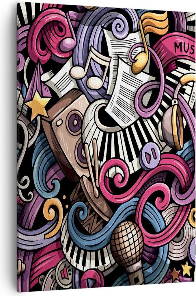 Bild auf Leinwand - Leinwandbild - Einteilig - Graffiti modern - 70x100cm - Wand Bild - Wanddeko - Wandbilder - Leinwanddruck - Kunstdruck - Wandde...