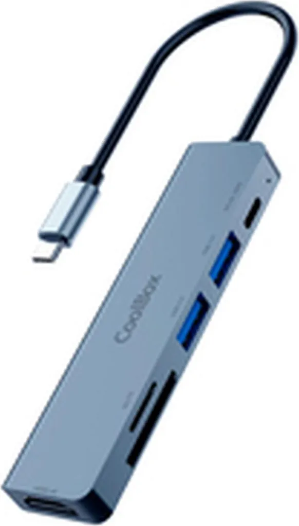 Hub USB-C pour Télétravail CoolBox COO-DOCK-C-61 Gris Multiport 100W
