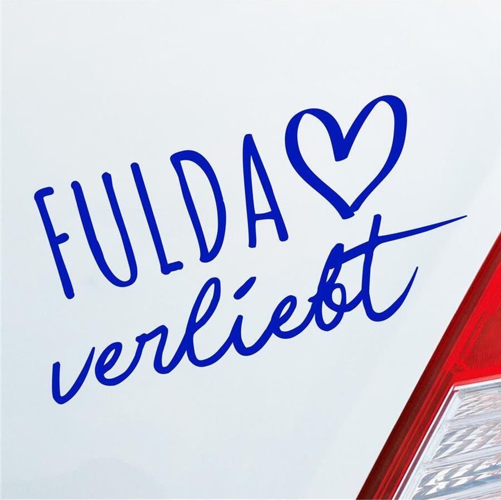 Auto Aufkleber Fulda verliebt Herz Fluss Wasser Water Liebe Car 19x10 cm Dunkelblau Sticker Heckscheibenaufkleber