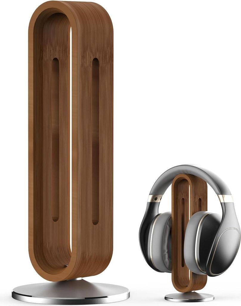 Kopfhörerständer,Desktop Kopfhörerhalter,Kopfhörerständer aus Aluminium und Bambus,tragbarer Ständer für Headsets