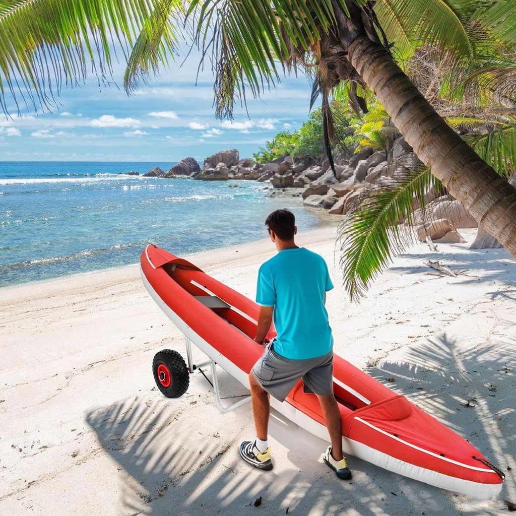 Soozier Chariot de Kayak Pirogue pour Transporter Planche à Pagaie, Chariot de Kayak avec Cadre en Aluminium et Conception Pliable