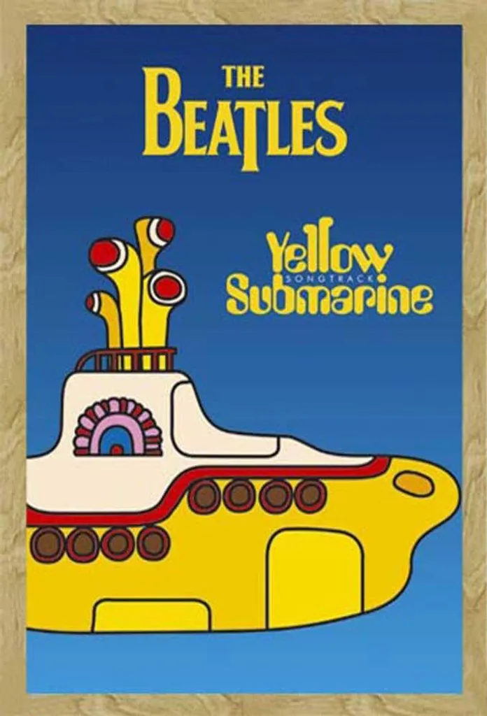 Beatles, The - Poster - Yellow Submarine Version 2 + cornice rimovibile, Shinsuke® Maxi MDF faggio, disco acrilico