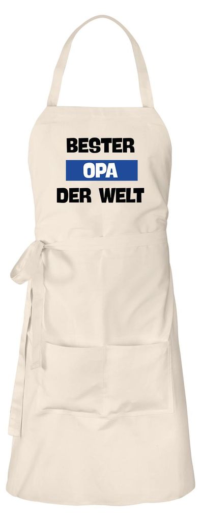 Huuraa Schürze Bester Opa der Welt Natur mit Taschen Baumwolle Kochschürze Geschenkidee