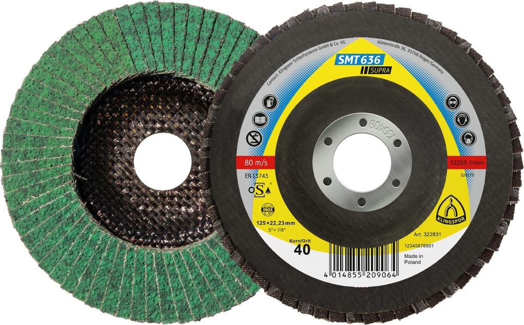 Klingspor SMT 636 Schleifmopteller Multibindung, 115 x 22,23 mm Korn 40 gewölbt