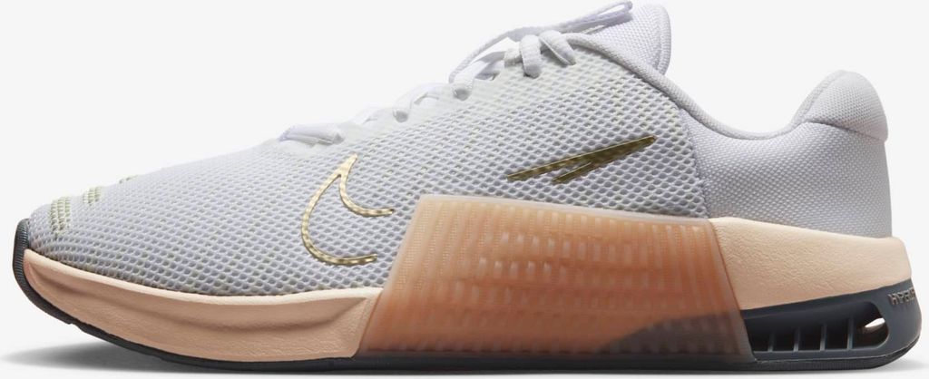 Nike Metcon 9 Sneaker "White Metallic Gold" Weiß/Braun, Größe: 36