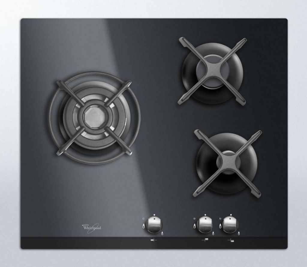 Table de cuisson gaz 56cm 3 feux noir - Whirlpool - Image du produit 