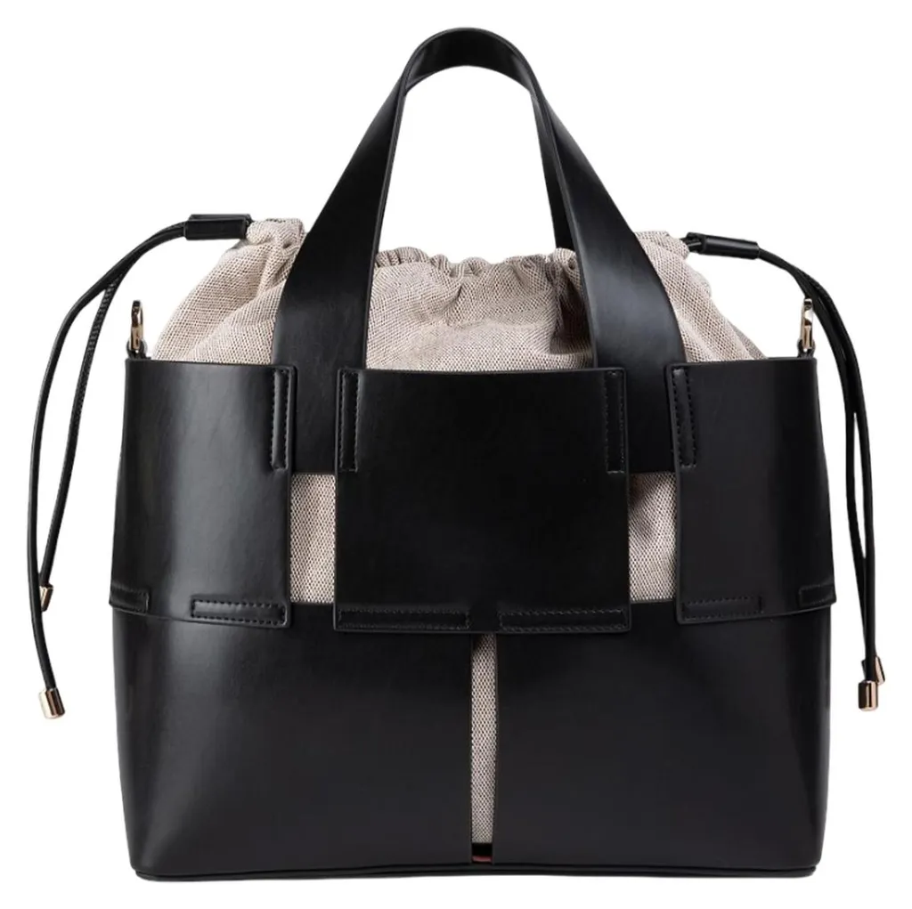 Petit sac à main bicolore REPLAY Monk'R Noir et Crème avec logo embossé - 3