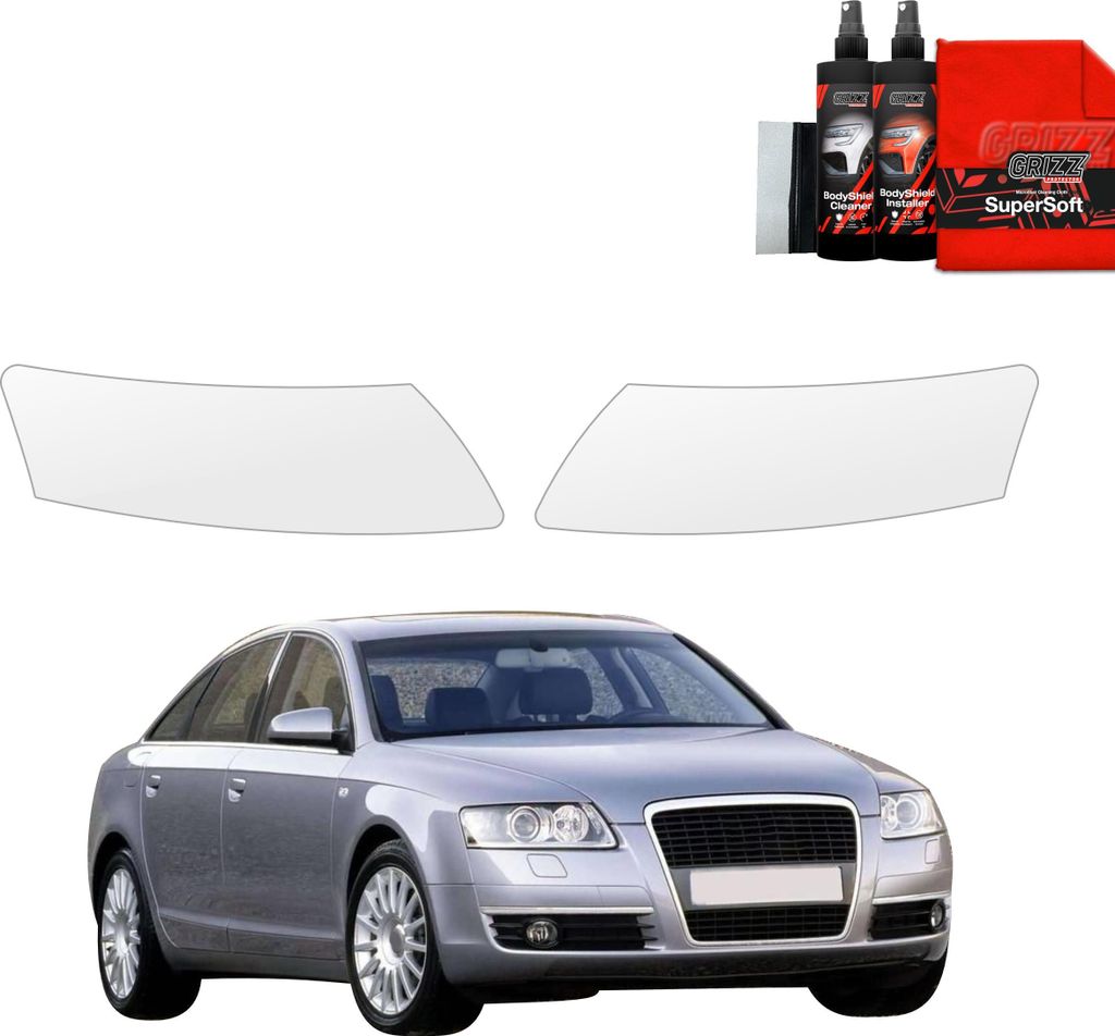 2in1 Schutzfolie für Scheinwerfer - Audi A6 C6 Sedan 4D (2004-2008) Grizz Protector